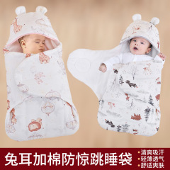 新生婴儿抱被初生儿睡袋秋冬季加厚包被外出防风抱毯产房包单裹被