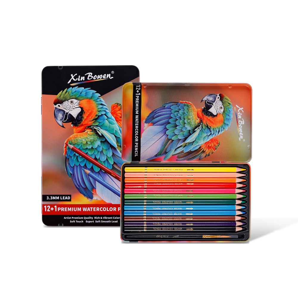 Xinbowen Plomo de color soluble en agua Plomo de hierro en caja 24/72 colores para estudiantes de arte Plomo de color de pintura para niños