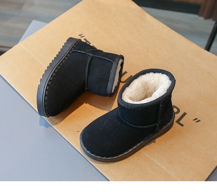 Winter New Children's Shoes Children's 1-16 Year Old Solid Soft Sole Snow Boots Girls' One Step Plush Warm Cotton Shoes_voghion.com