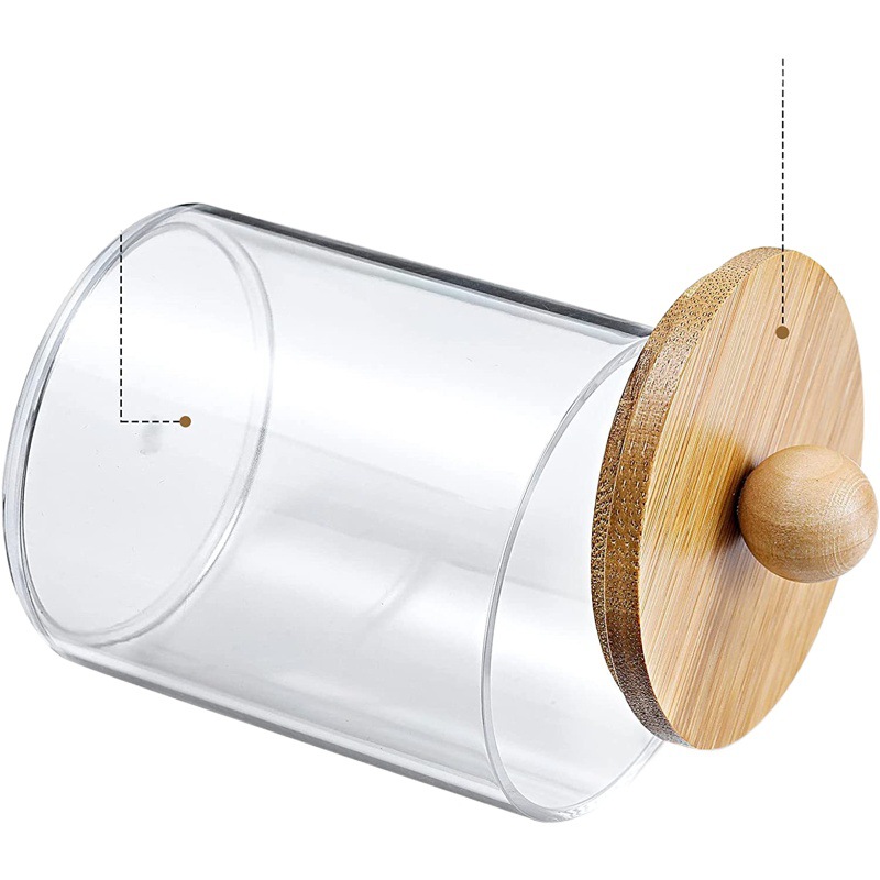 Caja de almacenamiento de hisopo de algodón acrílico portátil contenedor redondo cosmético algodón puff caja de almacenamiento hisopo de algodón removedor de maquillaje caja de algodón