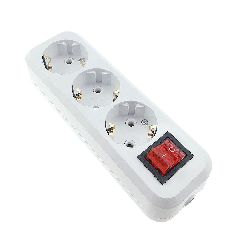 德式欧标 俄式排插不带电线排插带开关欧标三位/三孔插排16A250V