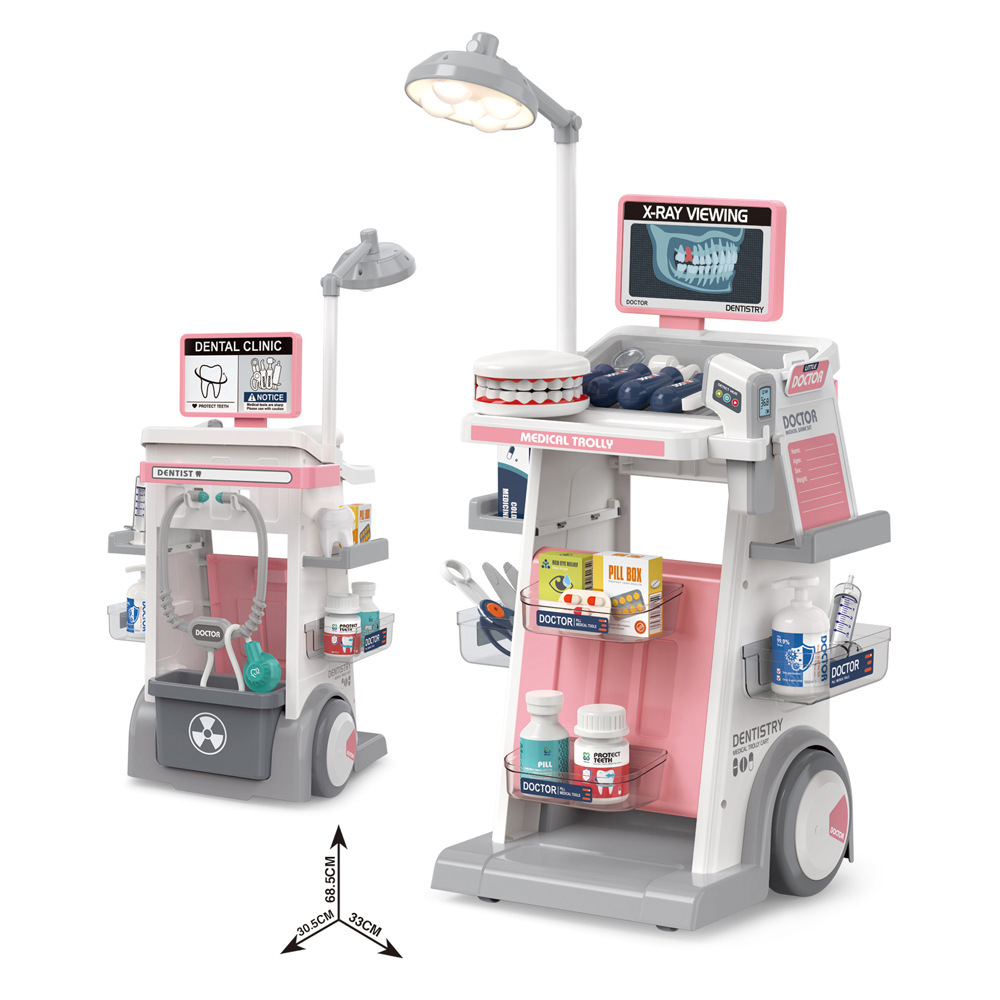Estetoscopio de electrocardiograma de simulación transfronteriza, mesa médica, conjunto de inyección dental, vehículo médico, médico para jugar