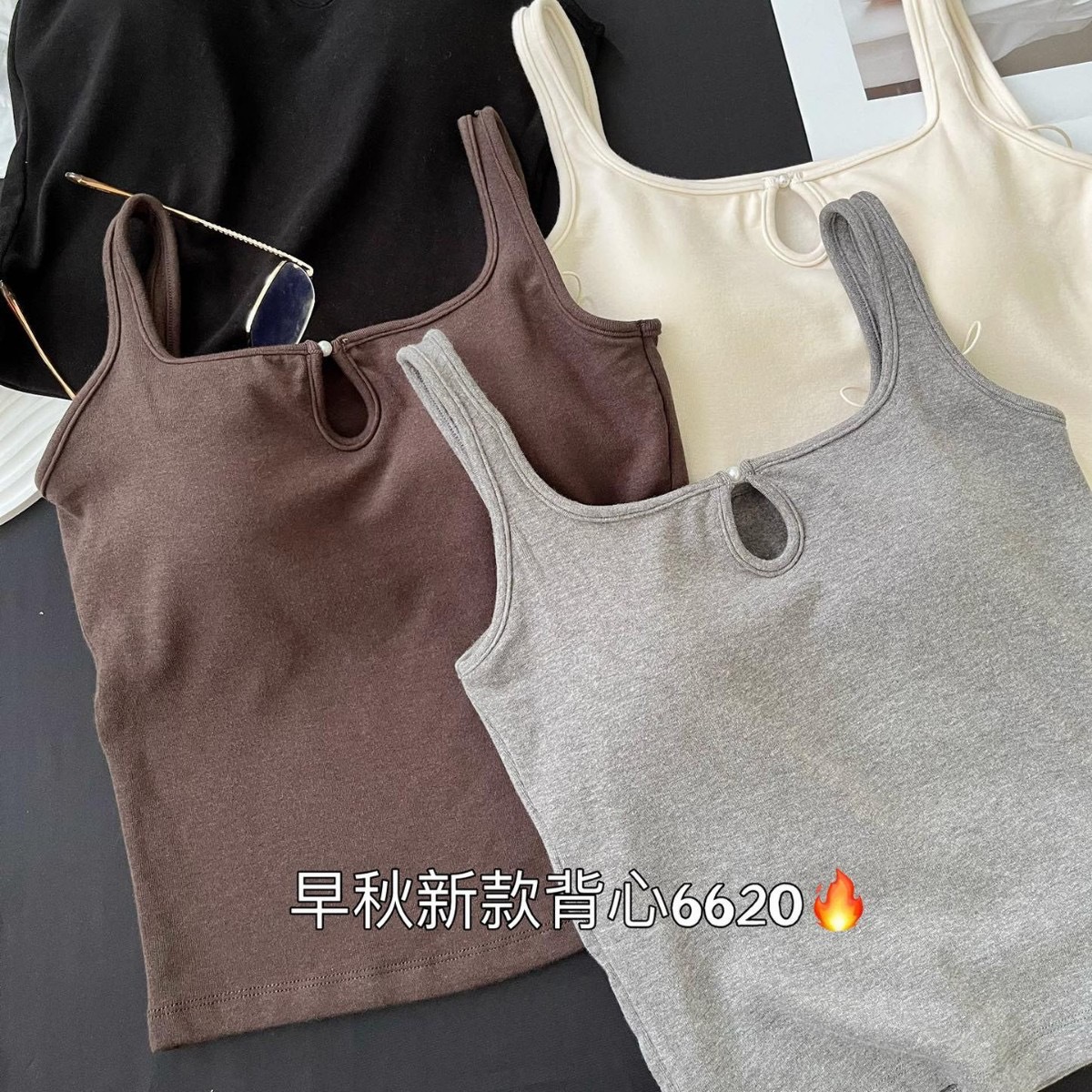 6620 otoño e invierno lana molida de color sólido chaleco de tirantes de espalda femenina botones con almohadilla para el pecho medio y largo con blusa de fondo