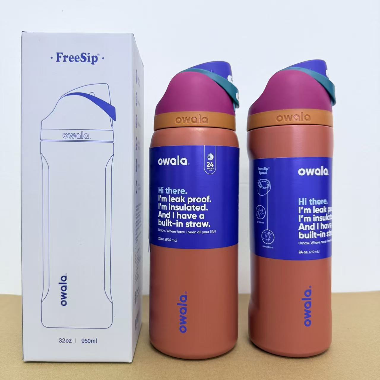 Owala en stock de gran capacidad portátil hervidor de agua al aire libre para hombres tazas de agua caliente de moda para mujeres tazas de fruta deportivas al por mayor