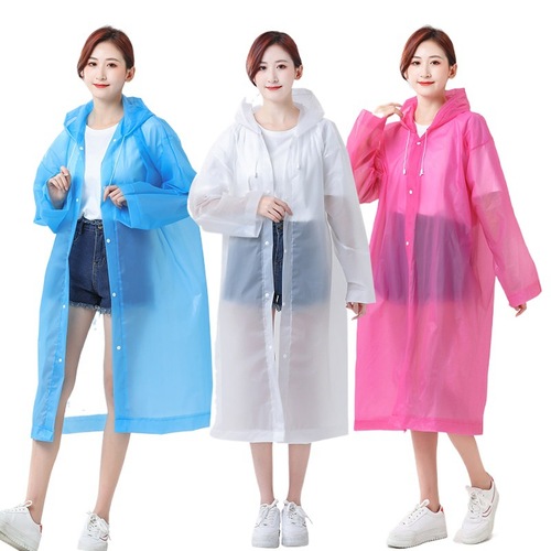 Thick transparent adult long-length full-body EVA raincoat, reusable for heavy rain, floating travel raincoat.