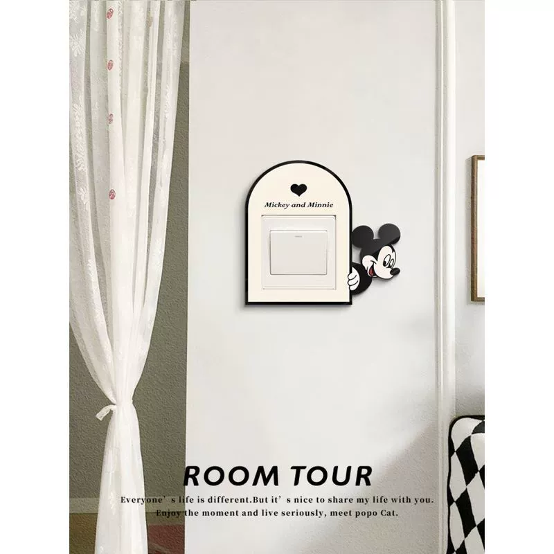 Наклейка на выключатель в виде щенка в горошек, современная минималистичная декоративная наклейка на стену, самоклеящаяся, водонепроницаемая и влагостойкая защитная накладка на розетку