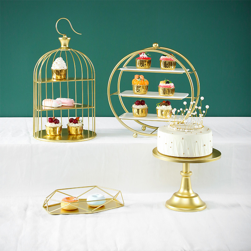 Decoración de postre europea estante de exhibición de decoración de boda bandeja de pastel de la tarde estante de refresco de té de comida fría mesa de descanso de té
