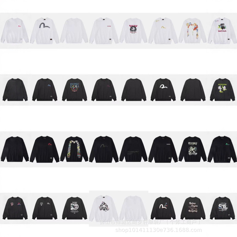 Cross-Border New Fushen Evisu Autumn and Winter Printed Sweatshirt, Fashionable, Loose and Versatile, Same Style for Men and Women, Drop Shipping