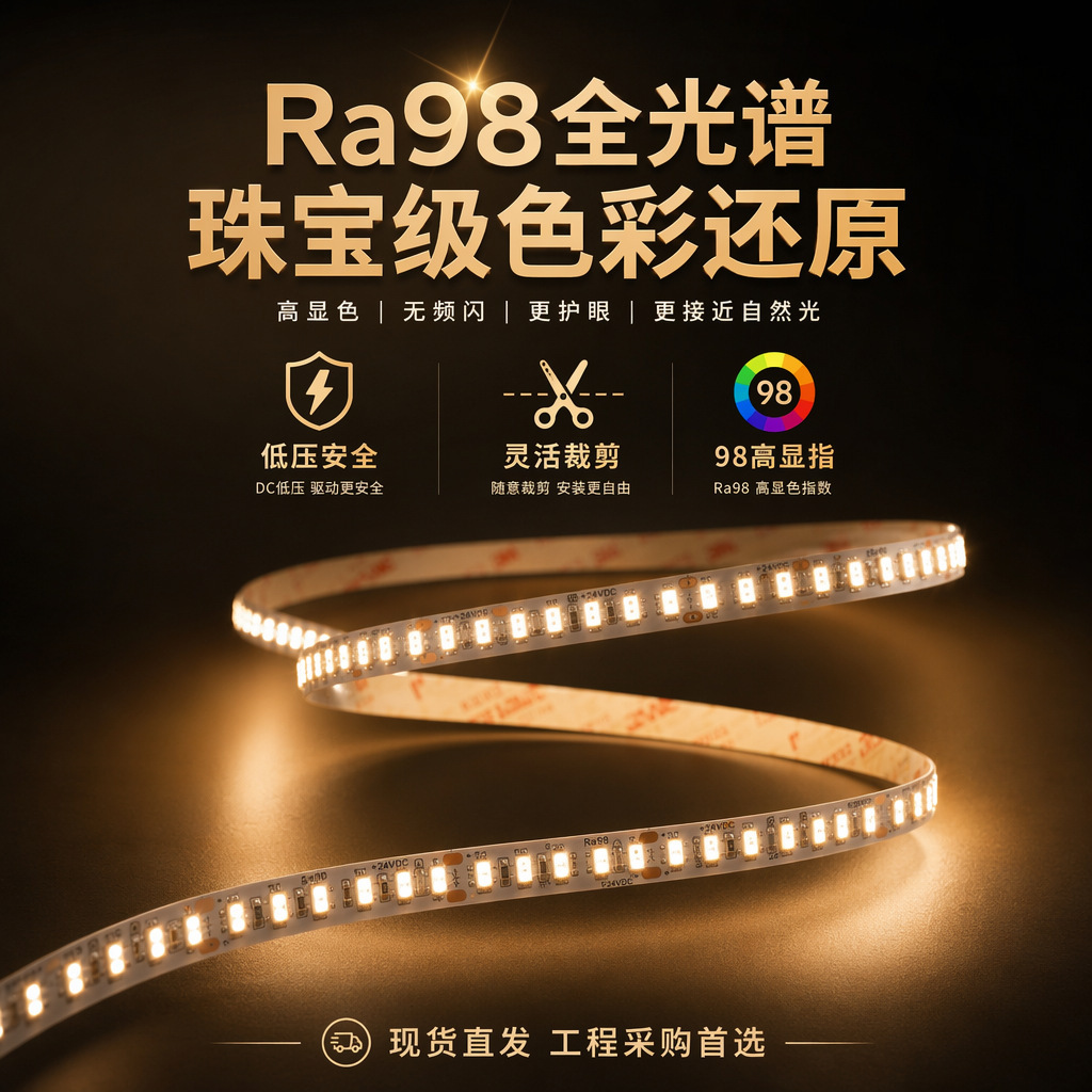LED light strip 98 display full spectrum special patch linear low voltage self-adhesive light strip home decoration ceiling linear atmosphere light