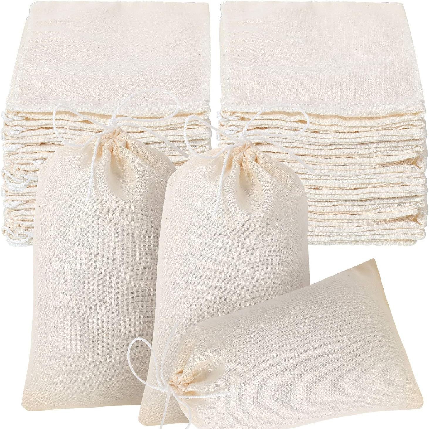 现货棉布袋单抽过滤纱袋中药卤料茶叶包可印logo抽绳棉布束口袋