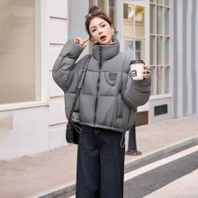 格子拼接学院风立领羽绒服女冬季2025年新款小个子面包服 HE99845