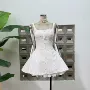 宴会无袖碎花淑女连衣裙