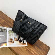 女包波浪纹菱格绣花购物大包外贸批发2025春夏新款二件套单肩包包