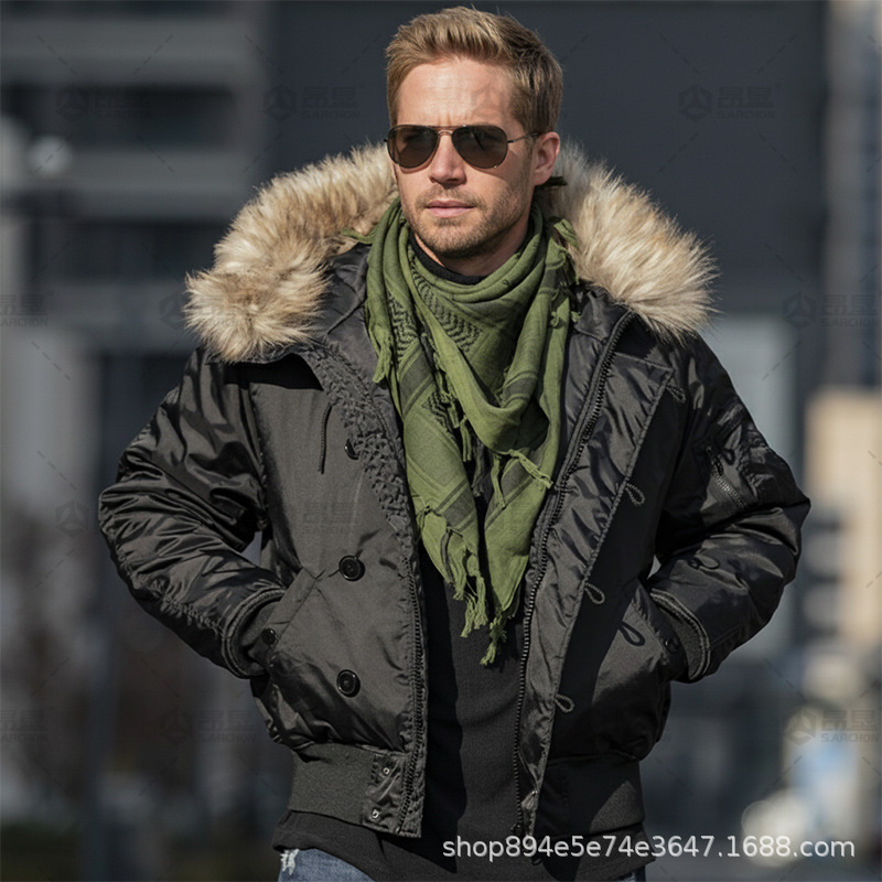 Angken N2B Polar Cold-Proof Tactical Cotton Jacket for Men, Winter Warm Short Hooded Outdoor Jacket, Thickened Coat