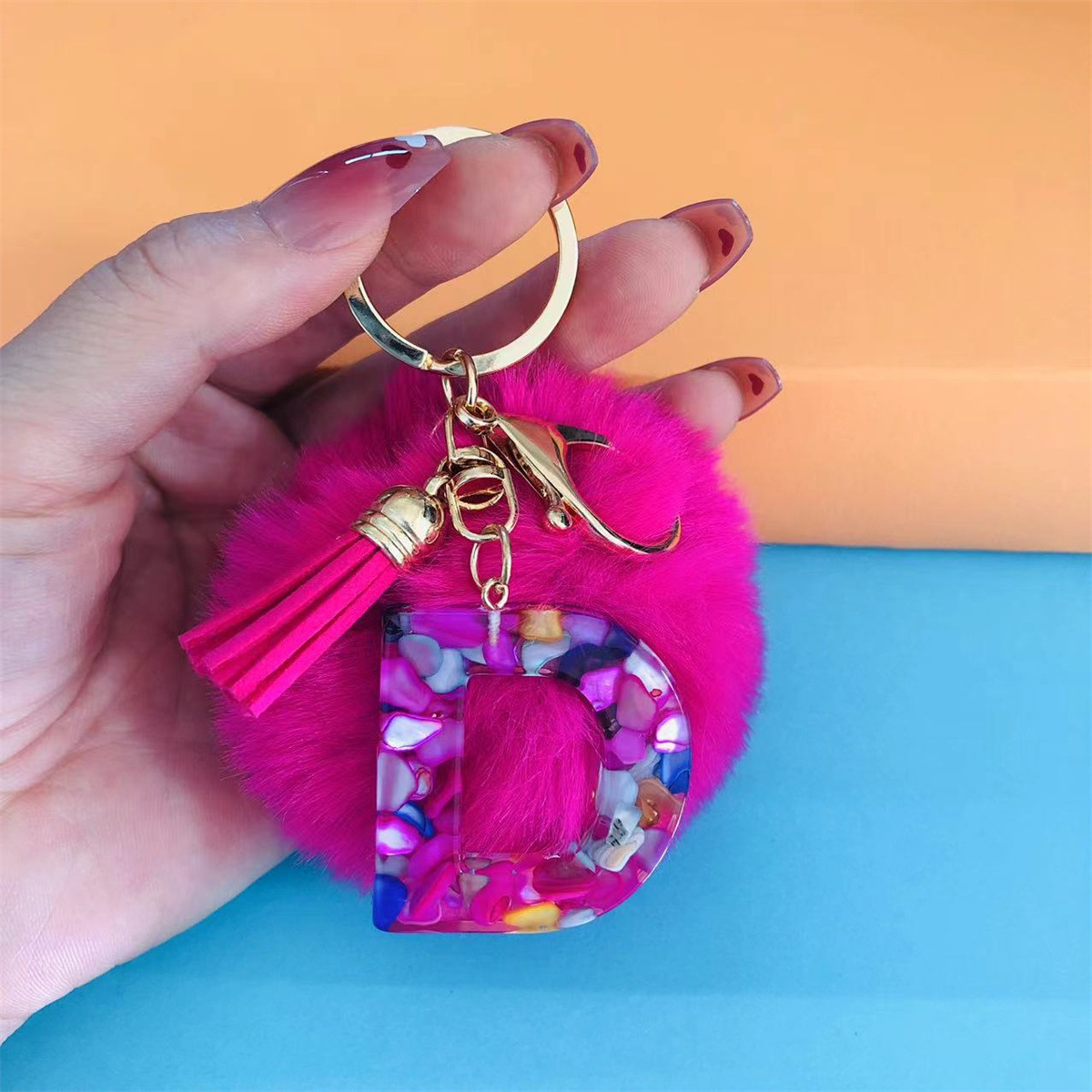 32g Weight Bag Pendant, Keychain Classification 1 Piece Quantity Holiday, Party Occasion Resin Material Letter, Hairball Pattern Unisex Gender Simple Style, Commute Style Simple Style Commute Letter Hairball Resin Unisex Bag Pendant Keychain 21
