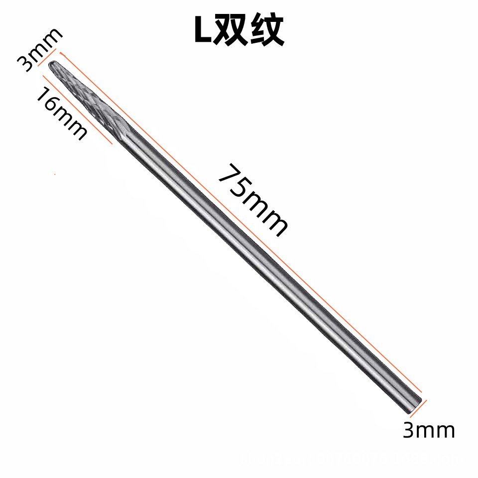 3x3x75mm varilla de extensión de aleación dura archivo rotatorio de acero de tungsteno archivo rotatorio amoladora eléctrica accesorios de pulido Desbarbado