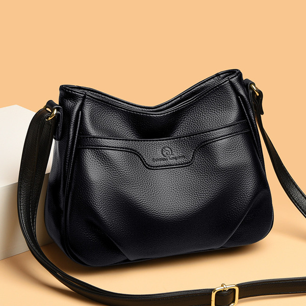 Genuine leather texture bag 2024 new women's bag fashionable and versatile middle-aged shoulder bag large capacity crossbody bag on behalf of