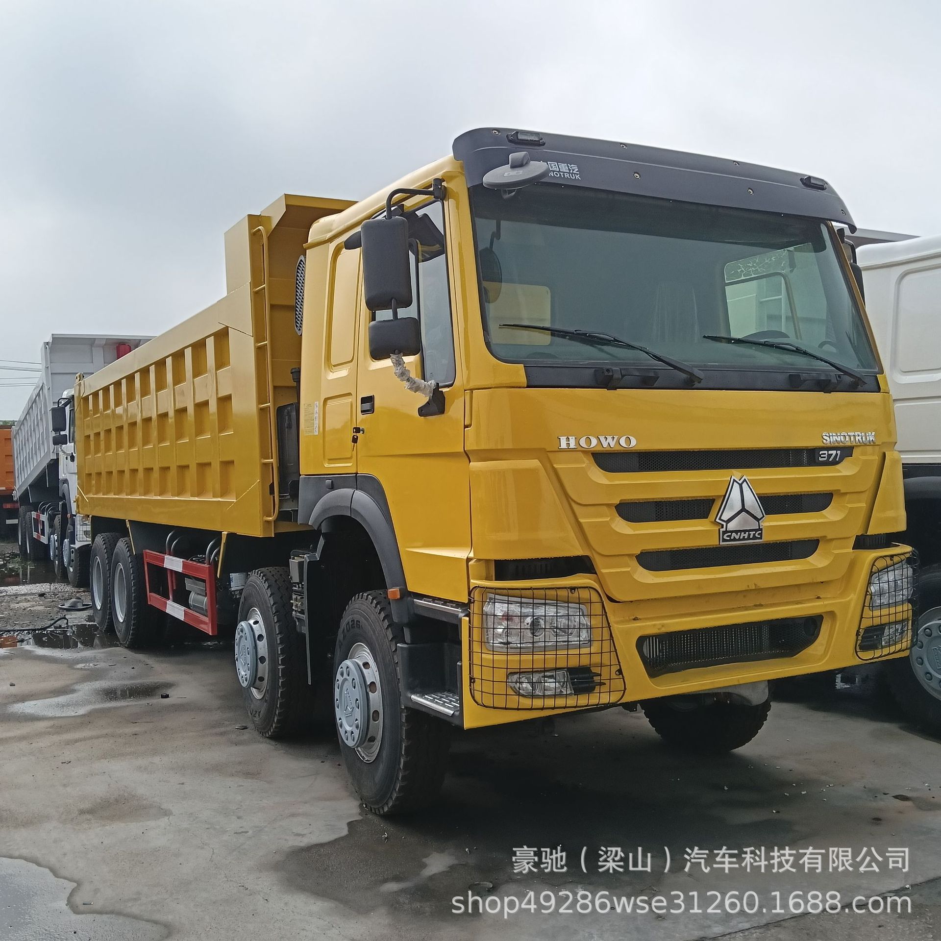 Cross-border version of the HOWO 8*4 dump truck, mining transport vehicle, HOWO371, front four and rear eight wheels, 12-wheel rear tipper truck