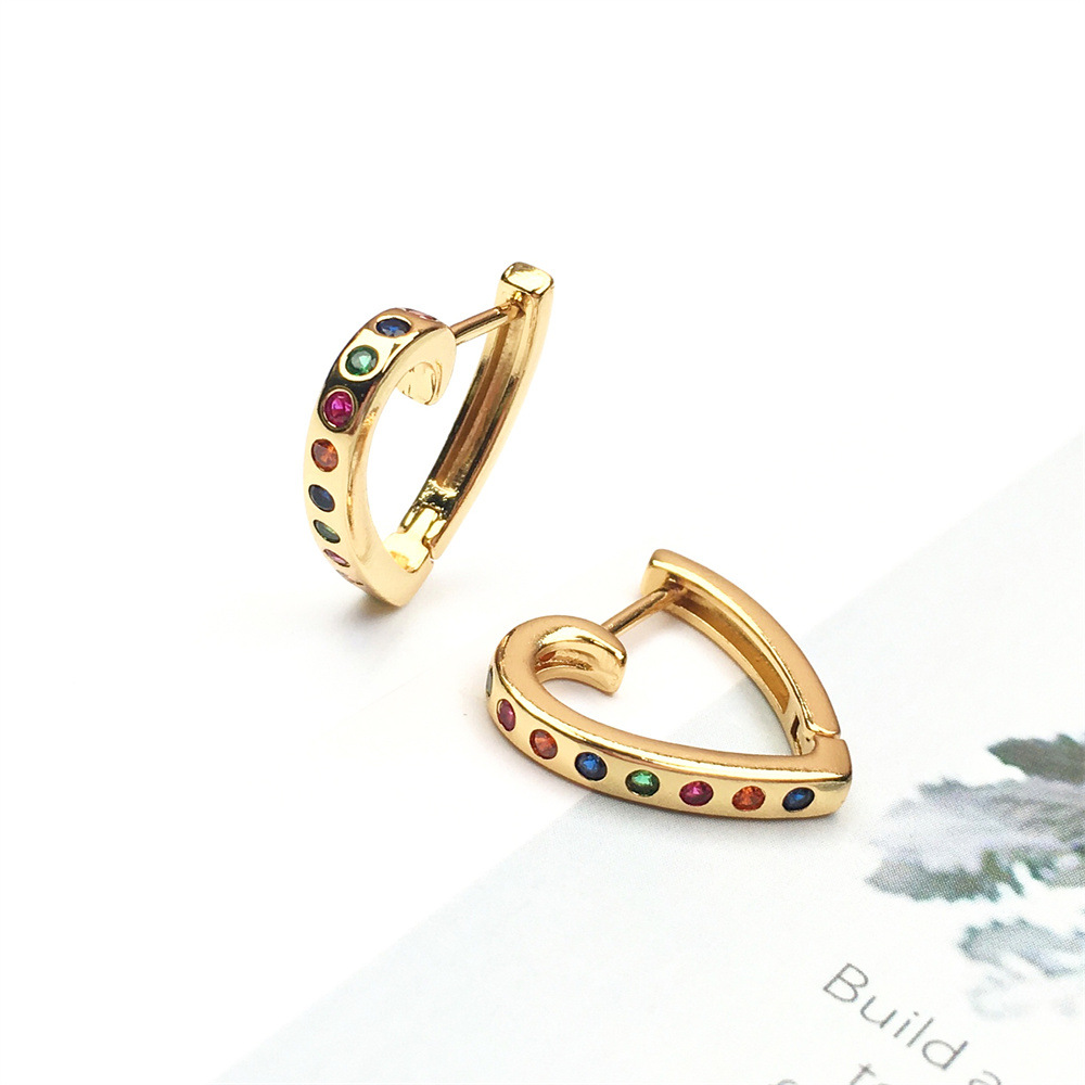 Wholesale Jewelry Fashion Hollow Heart-shape Copper Inlaid Zircon Earrings Nihaojewelry display picture 8