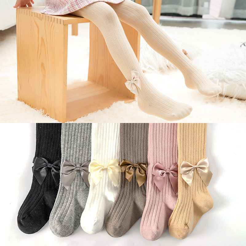 Summer thin children's tights with bow