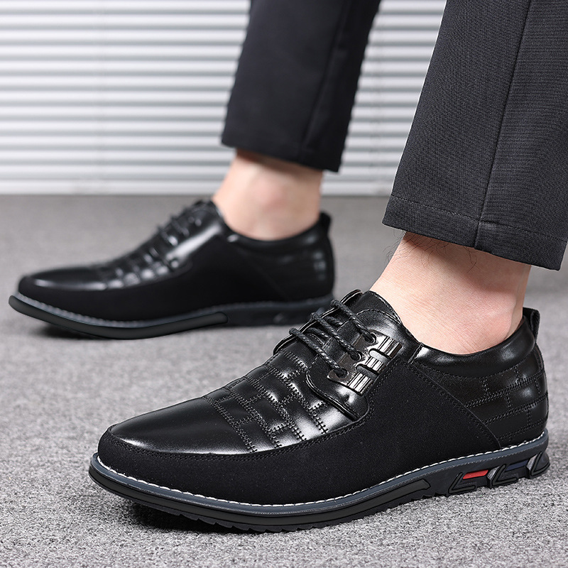 Men's round head men's casual shoes front lace-up casual shoes flat casual men's shoes_vogvips.com