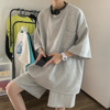 motion suit T-shirt Trend Korean Edition handsome Waffle Short sleeved summer ins Chaopai shorts Two piece set