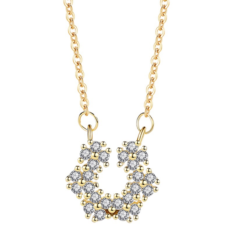 Collar de copo de nieve transfronterizo europeo y americano de moda para mujer nueva plata esterlina s925 Diamante incrustado circón Flor de hielo Cadena de clavícula Accesorios