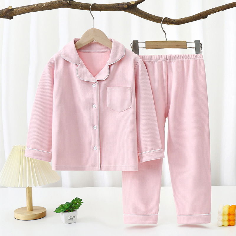 新しい子供の徳の絨毯のパジャマの中で大きい子供の家の服のスーツの男の子の宝の女性の宝の秋冬の長袖は家の服を襟をめくります|undefined