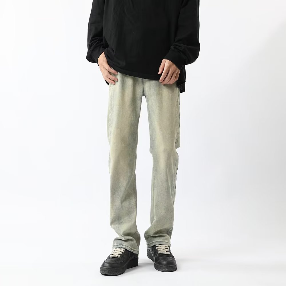 Niños 2024 primavera y otoño nuevos jeans tendencia de la calle retro simple y suelto recto pantalones largos de pierna ancha