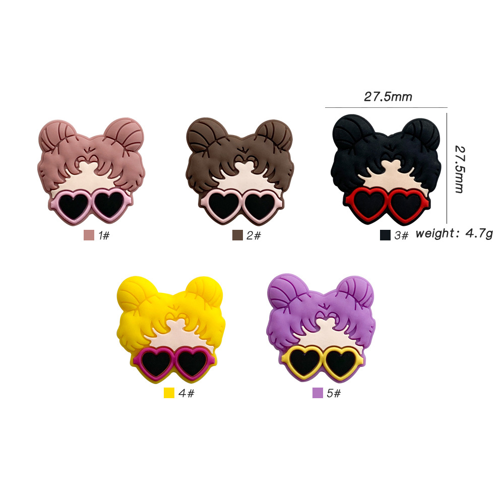 廠家 硅膠眼鏡女孩珠子 嬰兒磨牙珠子 寶寶奶嘴鏈diy飾品配件