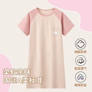 Girls Pajamas Summer 2025 New Children's Class a Pure Cotton Medium and Large Children's Home Clothes Little Girls Princess Style Nightgown
