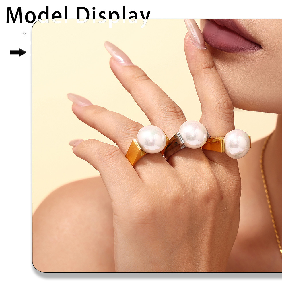 French Luxury Imitation Pearl Ring For Women In Titanium Steel_voghion.com