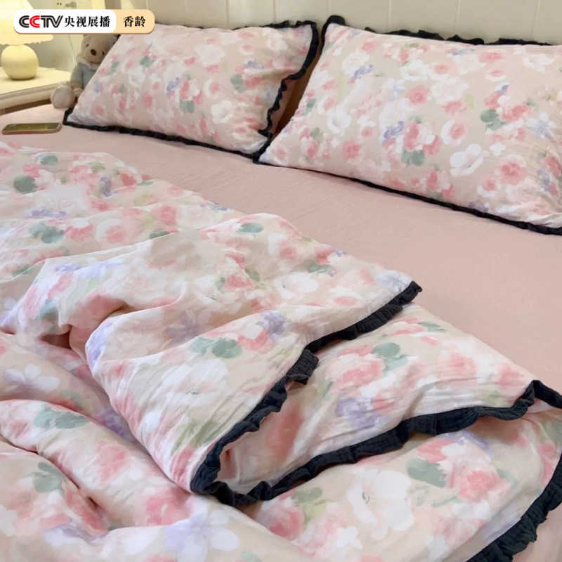 フランス綿二重糸耳付き4点セットAタイプ母子純綿ガーゼ学生寮3点セット卸売|undefined