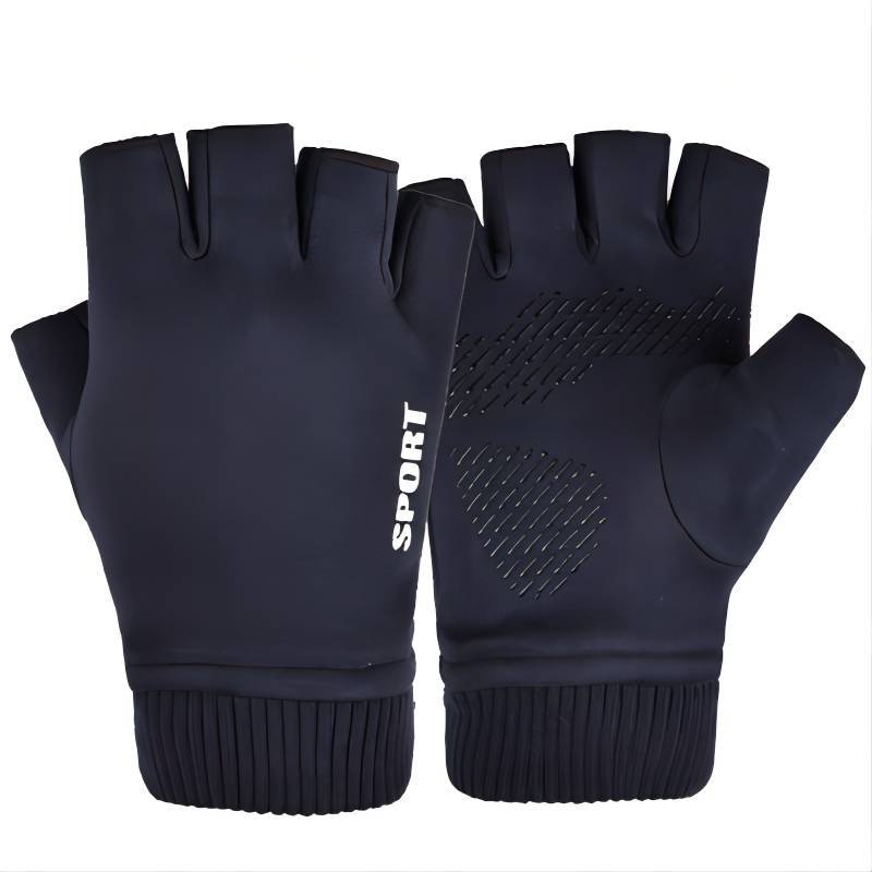 Guantes de gamuza para hombres y mujeres Otoño e Invierno pesca expuestos dos dedos medio dedo forrado de vellón cálido ciclismo guantes de motocicleta