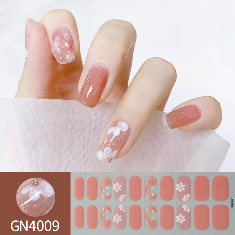 Ou Nai 20 refers to baking-free gel nail stickers Little Red Riding Book with simple grid line nail stickers a generation of hair