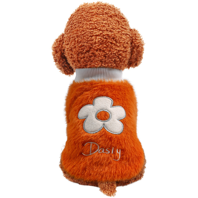 モコモコの花のカーディガン-オレンジ