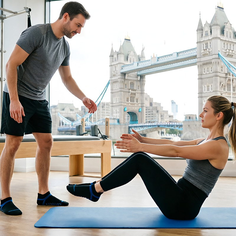 [Artículo de alta demanda] Calcetines de yoga antideslizantes para entrenamiento de Pilates en estudio profesional, de tela de rizo peinado, para hombres y mujeres image 5