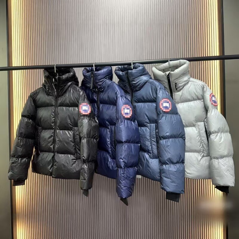 Cross-Border Winter New Model in Stock Canada Goose Glossy Hooded down Jacket for Men, Cold-Proof, Thickened, Warm, Windproof Coat