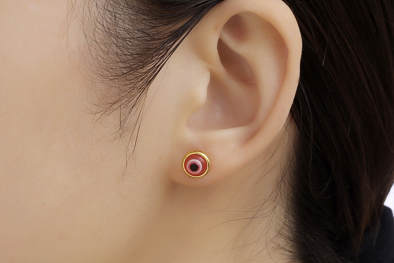 New Simple Personality Titanium Steel Earrings Eyes Earrings Single display picture 3