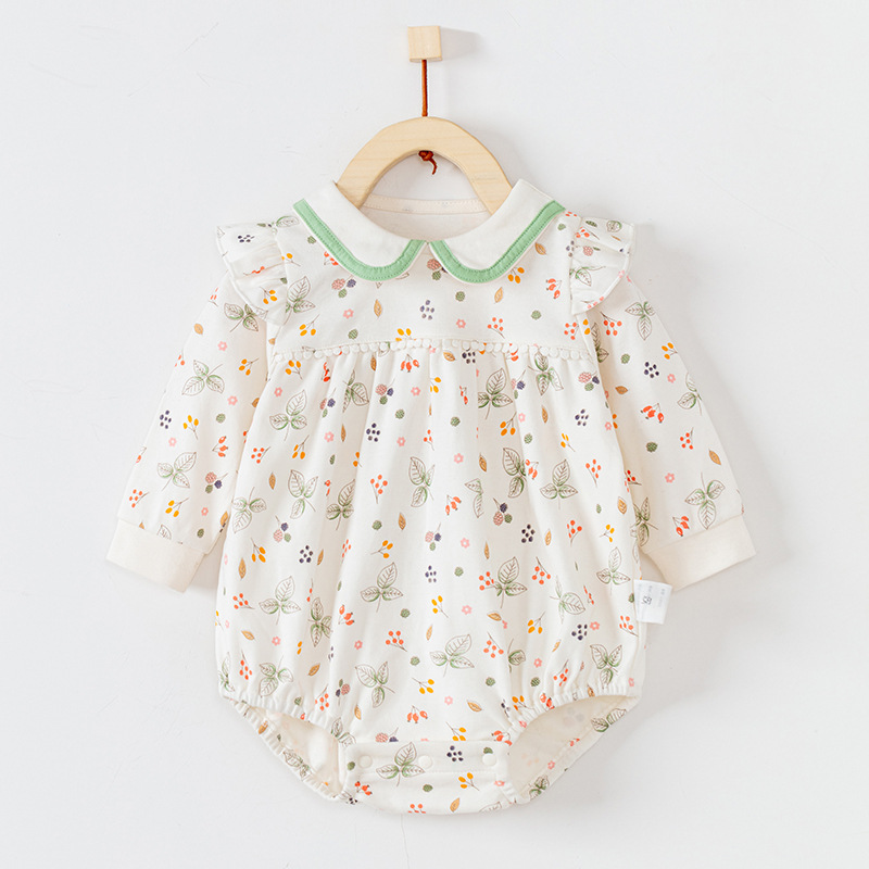 Primavera y otoño bebé vaina ropa clase A puro algodón manga larga todo-fósforo recién nacido bebé mono bebé sin hueso ropa