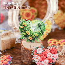 严选跨境RetroStory心花系列贴16张爱心花卉PET手账ins风造景贴纸