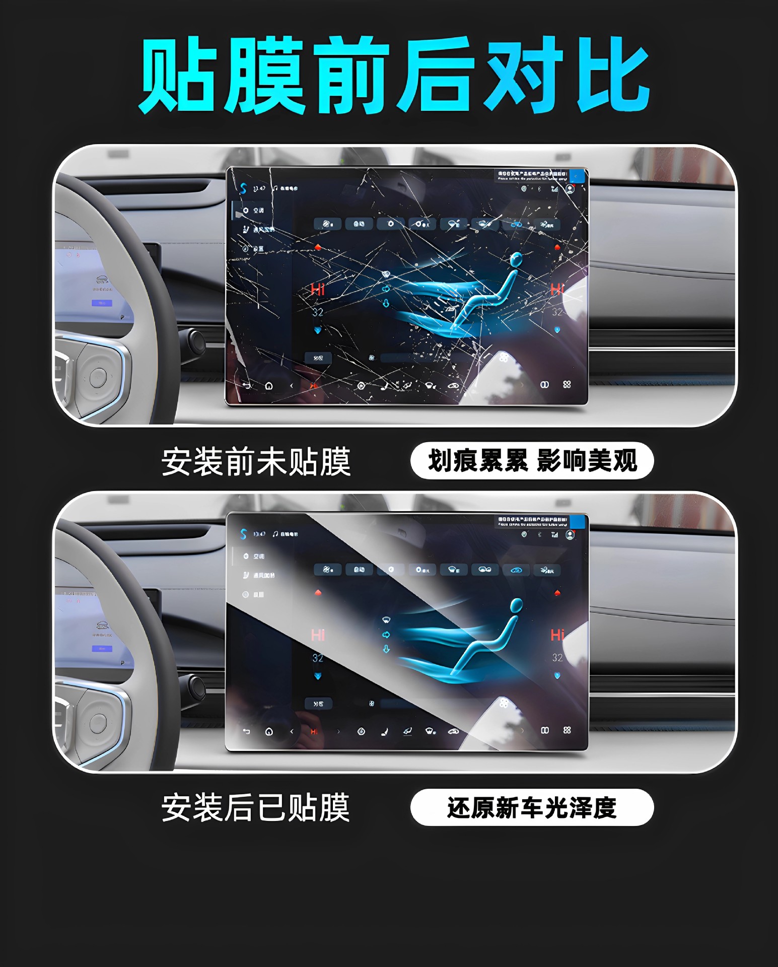 Suitable for Toyota Alfa/Willfa Right-Hand Drive Interior Protection 40 Series Central Control Film Navigation Screen Tempered Film