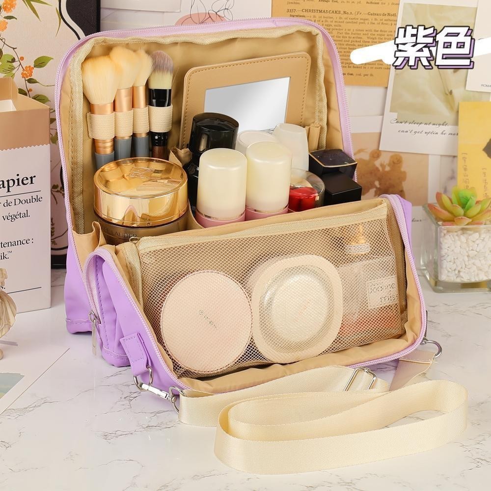 Bolsas de maquillaje de gran capacidad bolsas de lápiz bolsas de maquillaje cepillo portátil con bolsas de almacenamiento de espejo personalizadas