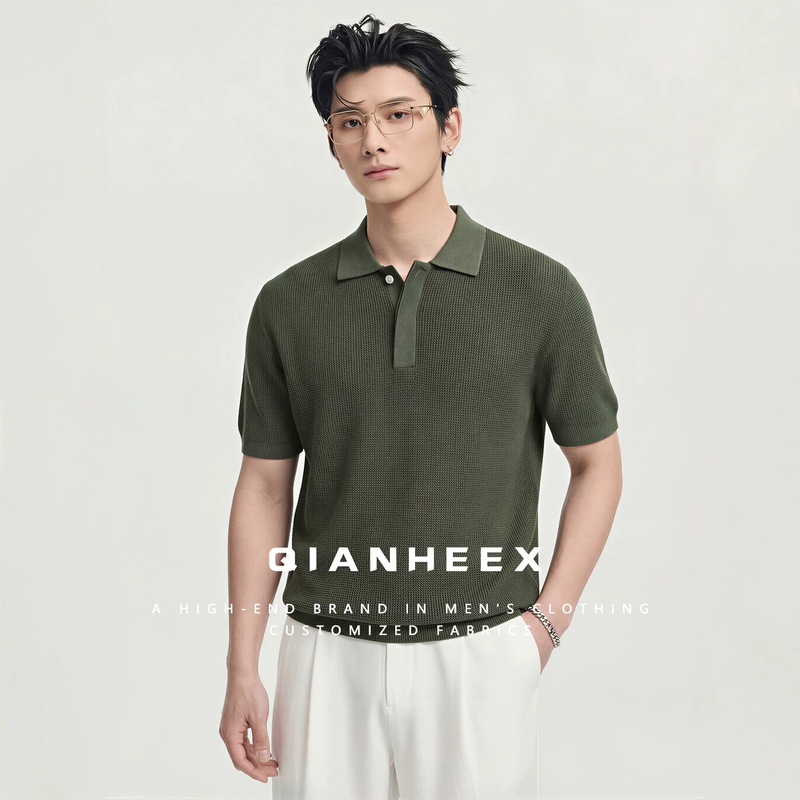 [Tencel Linen] Italian-Style Old Money Breathable Linen Knitted Polo Shirt Short-Sleeved Casual Business T-Shirt for Men Summer