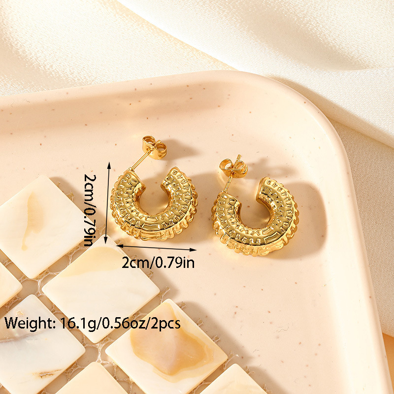 10g Weight Titanium Steel Ear Needle Material Ear Studs Classification 1 Pair Quantity Daily, Street Occasion Titanium Steel Material Geometric Pattern All Seasons Season Women's Gender Plating Design Retro, Commute Style 1 Pair Retro Commute Geometric Plating Titanium Steel Ear Studs 41