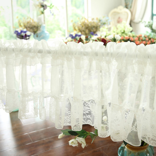 Half curtain decorative coffee curtain short curtain fresh pastoral solid color gauze curtain kitchen cabinet curtain curtain door curtain finished product