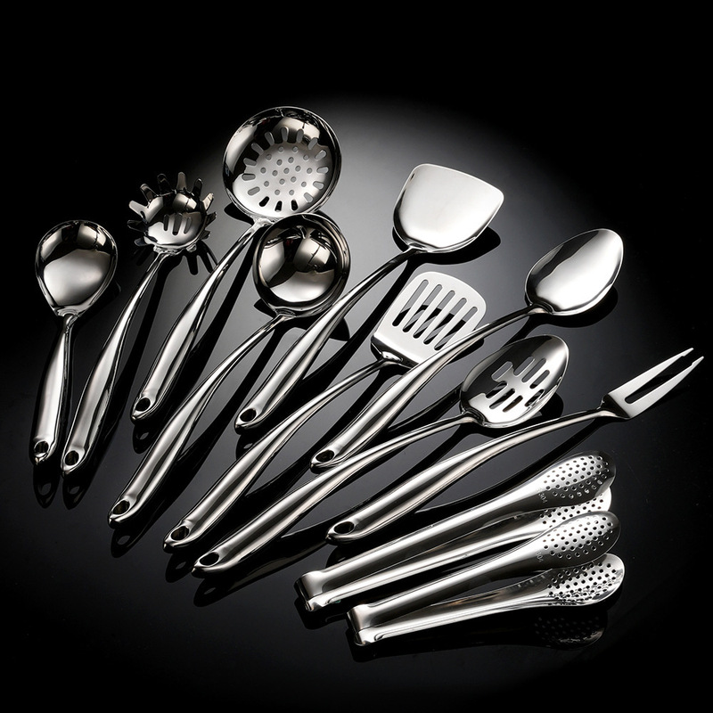 Cross-Border 304 Stainless Steel Spatula with Goose Head Handle for Cooking, Household Soup Spoon, Hotel Kitchenware Set, Mirror-Polished Skimmer, Frying Spatula Cross-Border 304 Stainless Steel Spatula with Goose Head Handle for Cooking, Household Soup Spoon, Hotel Kitchenware Set, Mirror-Polished Skimmer, Frying Spatula