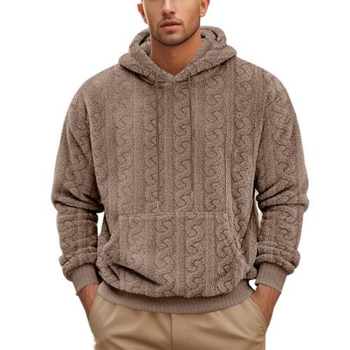 Cross-border European and American Amazon high street autumn/winter new men's hooded jacquard teddy fleece sports casual wholesale sweatshirt