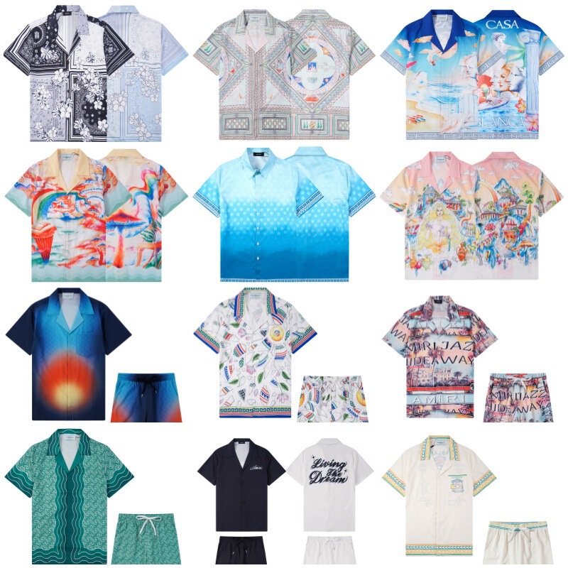 Cross-Border Export Summer Trendy Brand New Casablanca Casabla Loose Casual Men's Shirt Short-Sleeved t