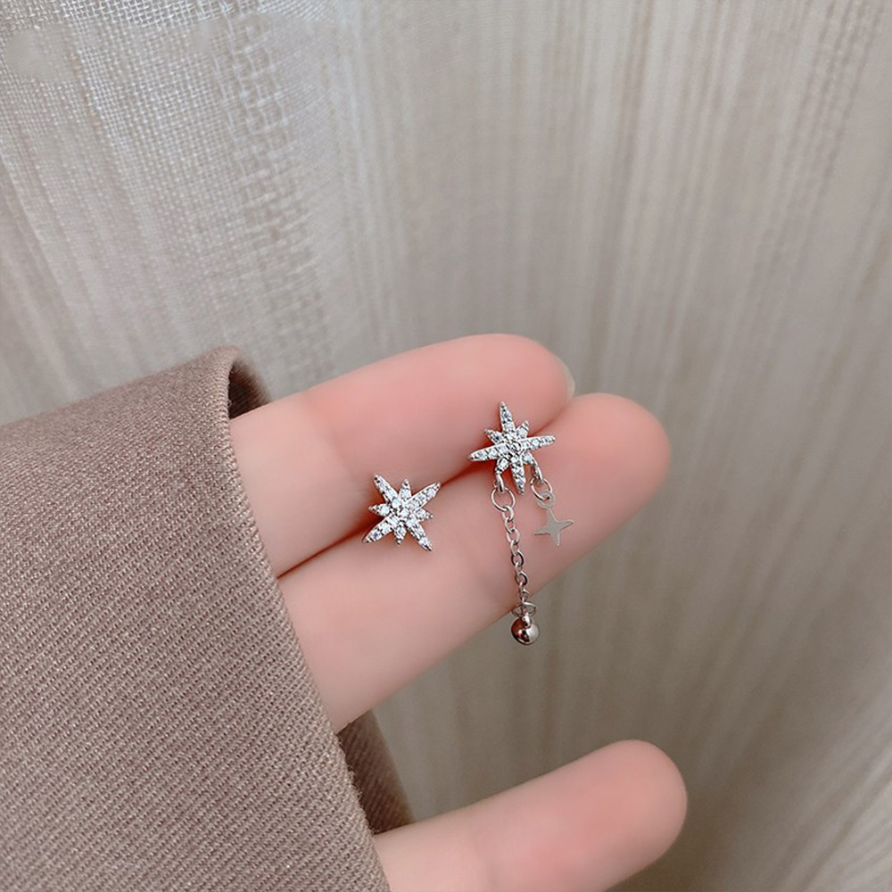 Aguja de plata de moda alta sensación de diamante de goteo de aceite pendientes nicho universal elegante pernos de orejas ligero lujoso temperamento simple orejas para mujeres